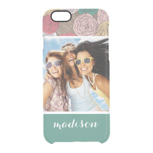 Custom Photo & Name Stylish floral pattern Clear iPhone 6/6S Case