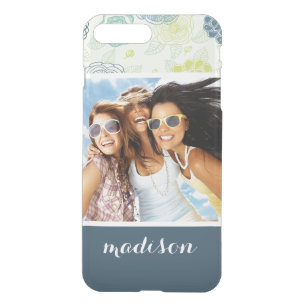 Custom Photo & Name Stylish Floral Pattern iPhone 8 Plus/7 Plus Case