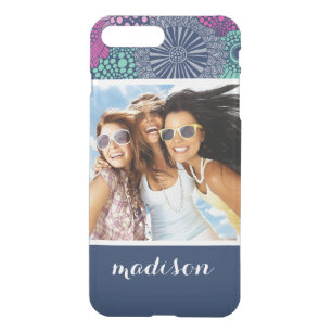 Custom Photo & Name Stylish Floral Pattern iPhone 8 Plus/7 Plus Case