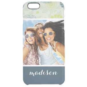Custom Photo & Name Stylish Floral Pattern Clear iPhone 6 Plus Case