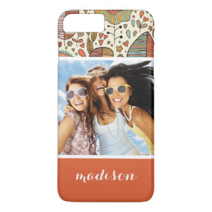 Custom Photo & Name Summer Leaves Pattern iPhone 8 Plus/7 Plus Case