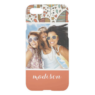 Custom Photo & Name Summer Leaves Pattern iPhone SE/8/7 Case