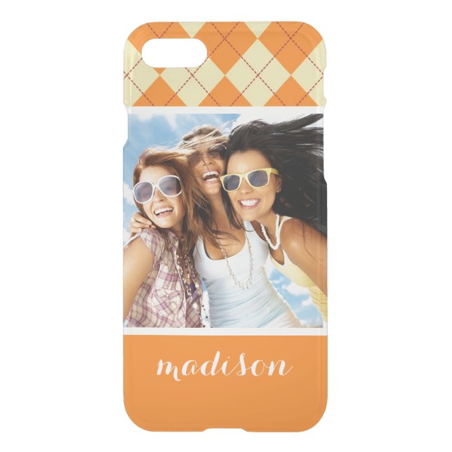 Custom Photo & Name Sweater Background Uncommon iPhone Case (Back)