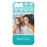 Custom Photo &amp; Name Teal Aztec Tribal Pattern iPhone 8 Plus/7 Plus Case