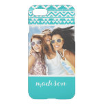 Custom Photo &amp; Name Teal Aztec Tribal Pattern iPhone SE/8/7 Case