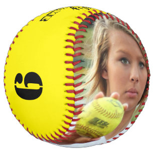 Christmas Personalized Softball Best Holiday Season Printed Gift Custom Yellow Practice Softball Official Size-Happy Holidays Design Real Leather Softball Gifts for Women Gifts for Men 