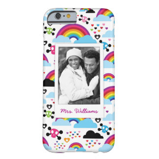 Custom Photo & Name Teenage emo rainbow skull Barely There iPhone 6 Case