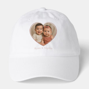 Custom Photo Name Terracotta Beige Plaid Hat
