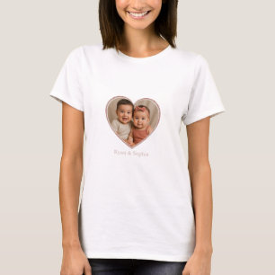 Custom Photo Name Terracotta Beige Plaid T-Shirt