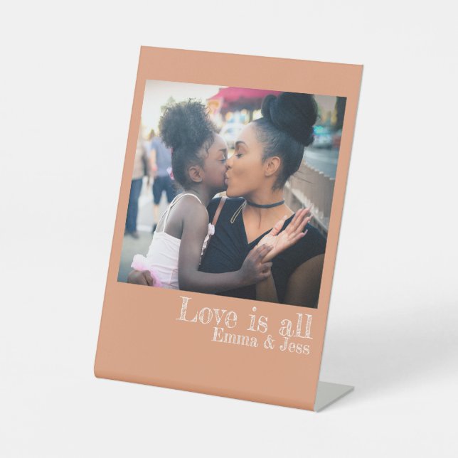 Custom photo name text minimalist Pedestal Sign (Front)