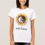 Custom Photo Name Text Personalized sunflower  T-Shirt<br><div class="desc">This one-of-a-kind t-shirt allows you to express your creativity and personalize your style. Upload your favorite photo,  add a name,  and create a truly unique design. The vibrant sunflower graphic adds a cheerful and eye-catching touch,  making this t-shirt perfect for any occasion.</div>