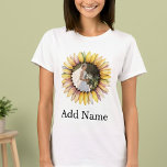 Custom Photo Name Text Personalized sunflower  T-Shirt<br><div class="desc">This one-of-a-kind t-shirt allows you to express your creativity and personalize your style. Upload your favorite photo,  add a name,  and create a truly unique design. The vibrant sunflower graphic adds a cheerful and eye-catching touch,  making this t-shirt perfect for any occasion.</div>