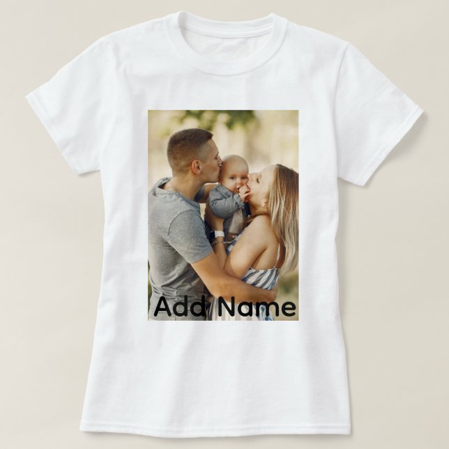 Custom Photo Name Text Personalized T-Shirt (Design Front)