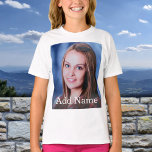 Custom Photo Name Text Personalized T-Shirt<br><div class="desc">Upload your photo, add a name or text, and easily create your personalized photo t-shirt. Click CUSTOMIZE to change the text color. You can TRANSFER this DESIGN on other Zazzle products and adjust it to fit most of the Zazzle items. You can also click CUSTOMIZE FURTHER to add, delete or...</div>