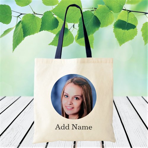 Custom Photo Name Text Personalized Tote Bag