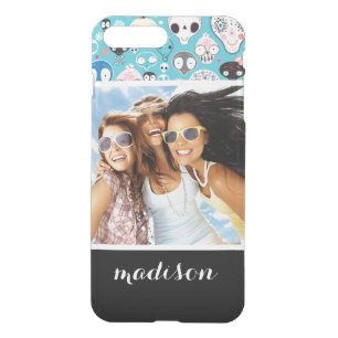Custom Photo & Name Texture laughing skull iPhone 8 Plus/7 Plus Case