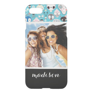 Custom Photo & Name Texture laughing skull iPhone SE/8/7 Case