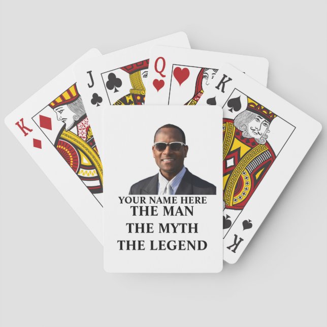Custom photo name the man the myth the legend poker cards (Back)