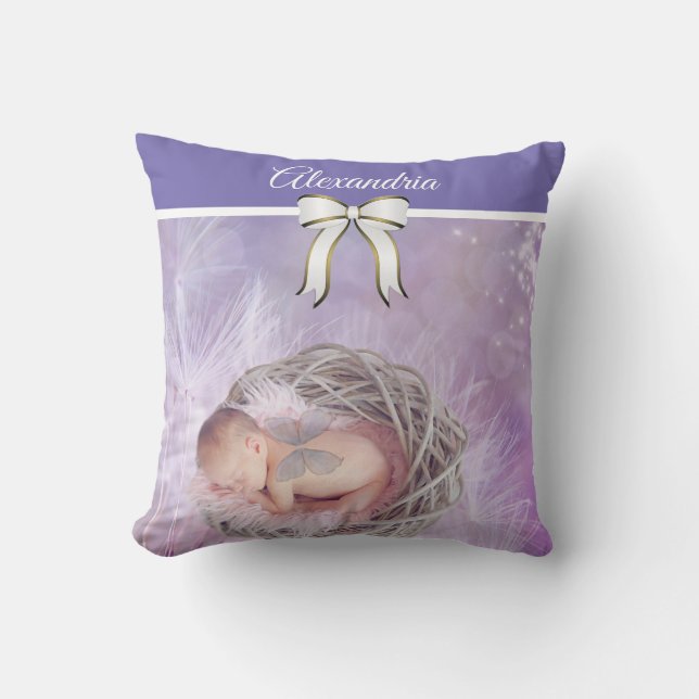 Custom Photo & Name Throw Pillow (Front)