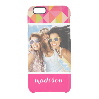 Custom Photo & Name Triangles geometrical pattern Clear iPhone 6/6S Case