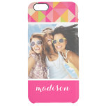 Custom Photo &amp; Name Triangles geometrical pattern Clear iPhone 6 Plus Case