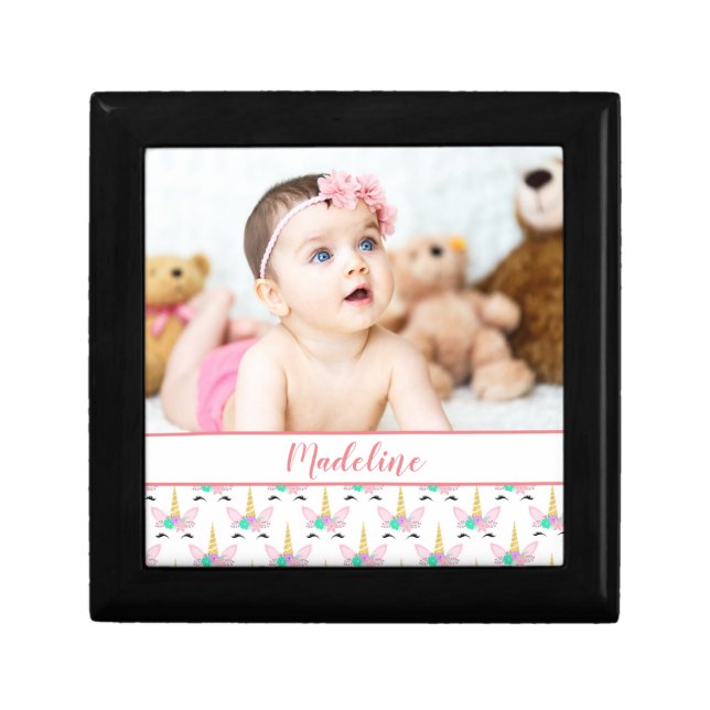 Custom Photo & Name Unicorn Gift Box (Front)