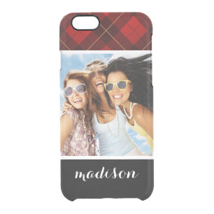 Custom Photo & Name Wallace tartan background Clear iPhone 6/6S Case