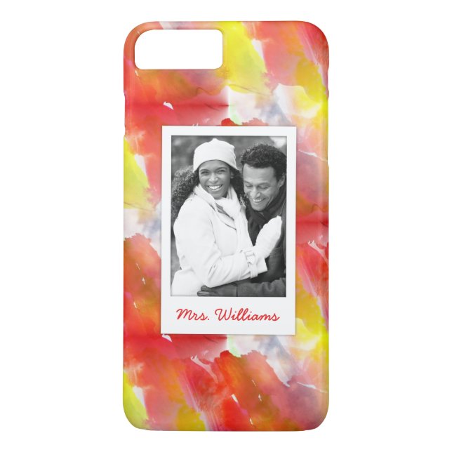 Custom Photo & Name Watercolor Design Case-Mate iPhone Case (Back)
