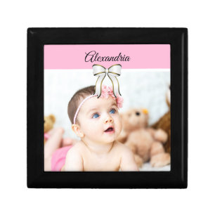 Custom Photo & Name /White Bow Gift Box