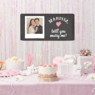 Custom Photo Name Will You Marry Me Proposal Banner