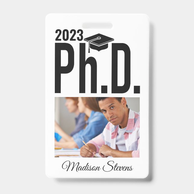 Custom photo, name & year Ph.D. Badge (Front)