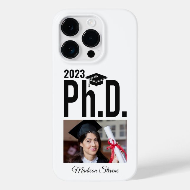 Custom photo, name & year Ph.D. Case-Mate iPhone Case (Back)