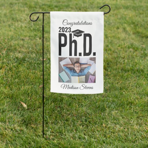 Custom photo name  year PhD  Garden Flag
