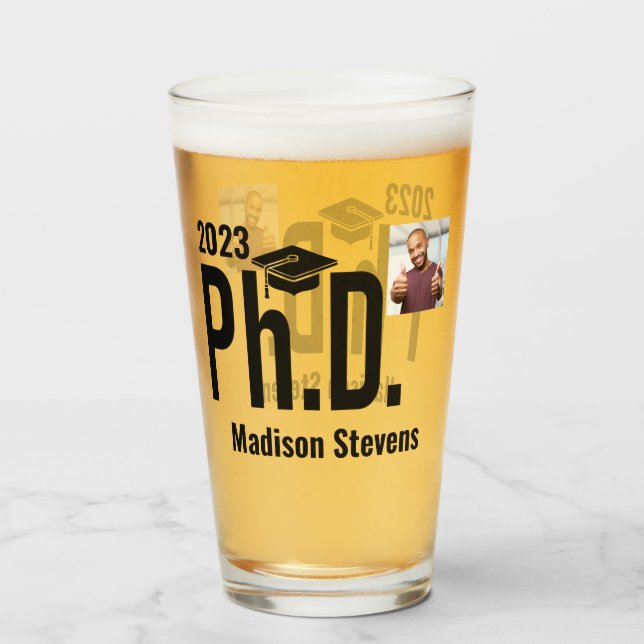 Custom photo, name & year Ph.D. Glass (Back Filled)