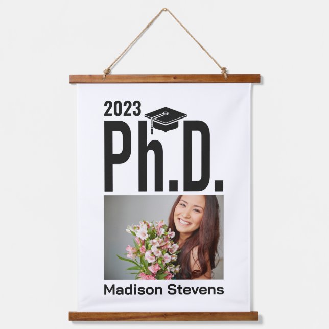 Custom photo, name & year Ph.D. Hanging Tapestry (Front)
