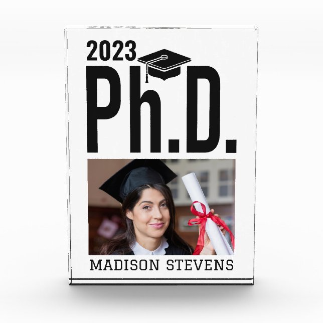 Custom photo, name & year Ph.D. Photo Block (Front)
