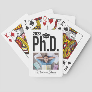 Custom photo, name & year Ph.D. Poker Cards