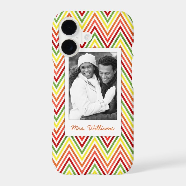 Custom Photo & Name Zigzag Chevron Pattern Iphone Case (Back)