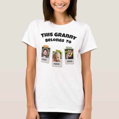 Custom Photo Nana Grandma Granny Belongs To T-Shirt