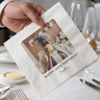 Custom Photo Napkins, Personalized Birthday Party  Napkins