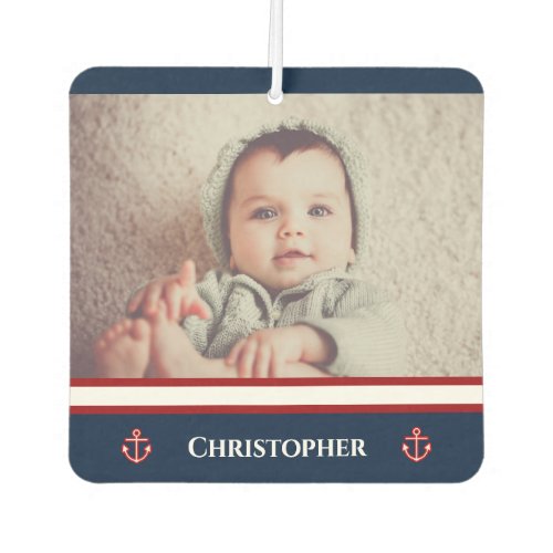 Custom Photo Nautical Marine Navy Blue Red White Air Freshener