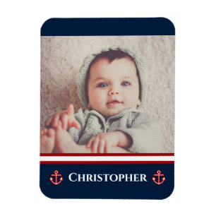 Custom Photo Nautical Marine Navy Blue Red White Magnet