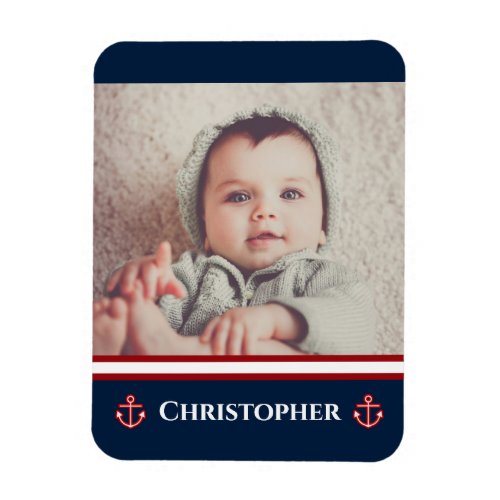 Custom Photo Nautical Marine Navy Blue Red White Magnet