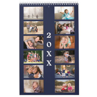 Custom Photo Navy Blue Cover 2024 Calendar