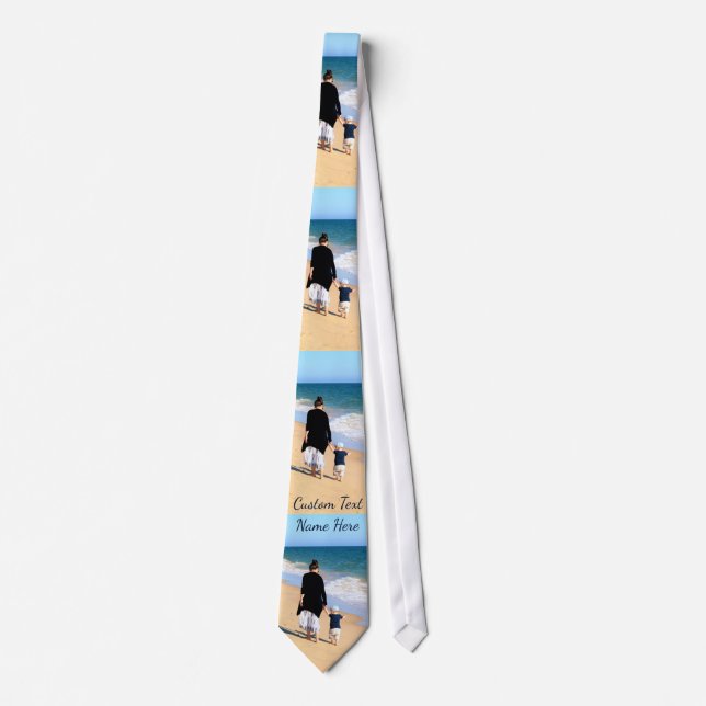 Custom Photo Neck Tie Your Photos and Text Name (Front)