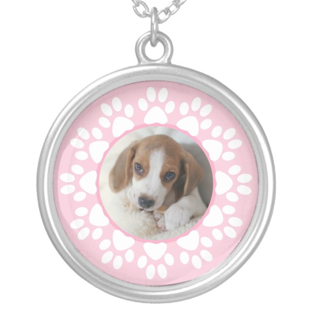 Custom photo necklace pawprint for pet lovers (Front)