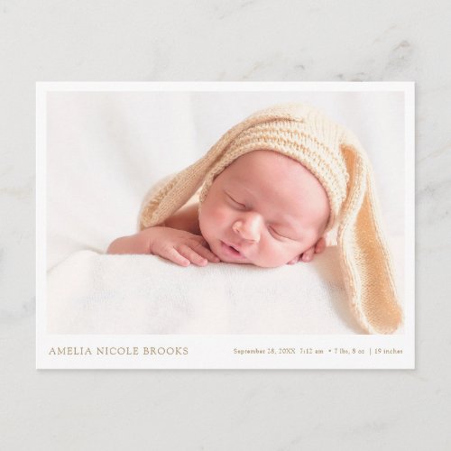 Custom Photo New Baby Boy Girl Birth Announcement  Postcard