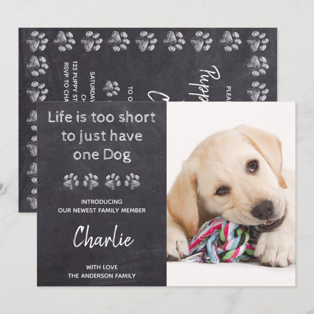 Custom Photo New Pet Dog Puppy Shower Invitation (Front/Back)