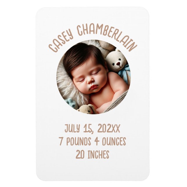 custom photo newborn baby announcement magnet (Vertical)