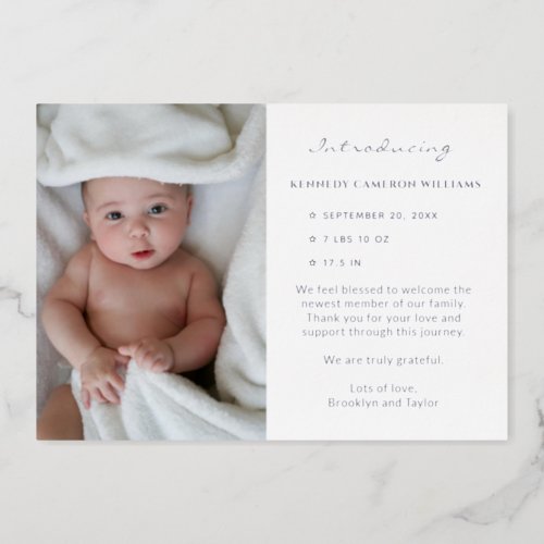 Custom Photo Newborn Cute Simple Hello Baby Birth Foil Invitation